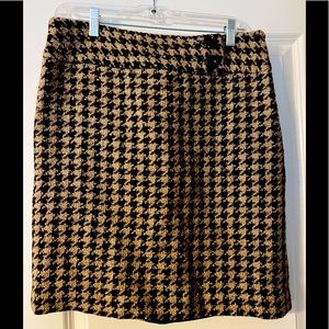 Ann Taylor Tweed Houndstooth Brown & Tan Skirt Size 10